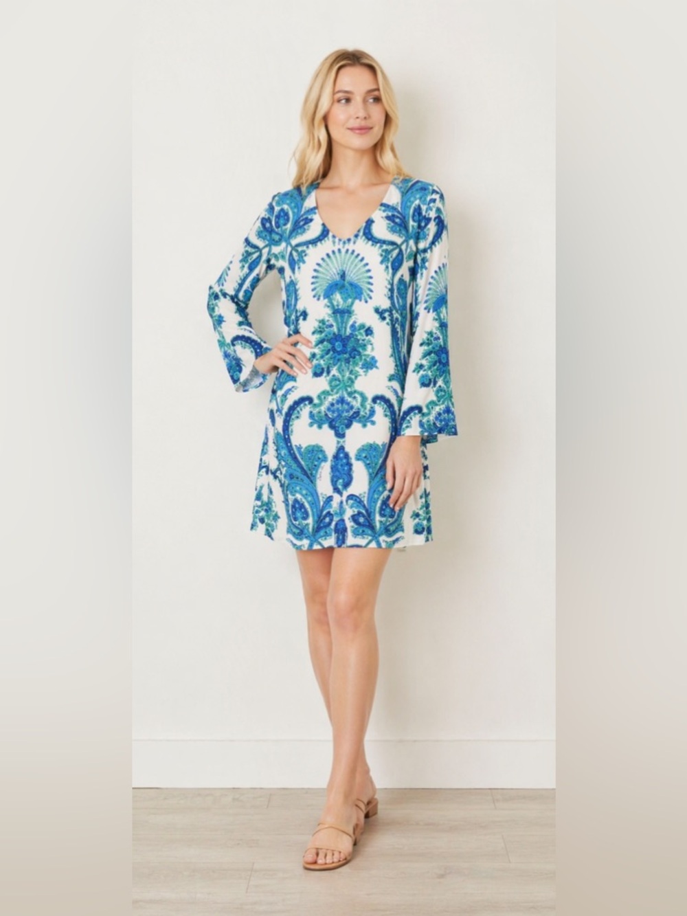 Cara Cara  Riley Dress Peacock Blue Dress NWT